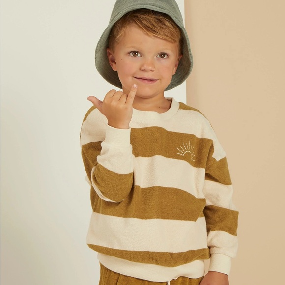 Rylee + Cru Other - Rylee+cru sun gold stripe terry sweatshirt & shorts sz 2-3y